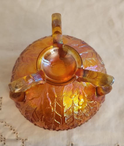 Fenton VTG Flowers Iridescent Red Amberina Carnival Glass Orange Tree Rose Bowl - Picture 10 of 19