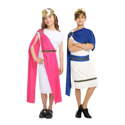 Kinder Antike Griechische Toga Rom Caesar Römische Robe Gott Karneval Kostüm Neu - Bild 1 von 4