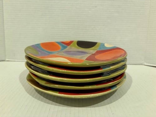 Set Of 5 Pier 1 Imports Urban Dot 8.5" Salad Plates Discontinued Retired - Picture 6 of 6