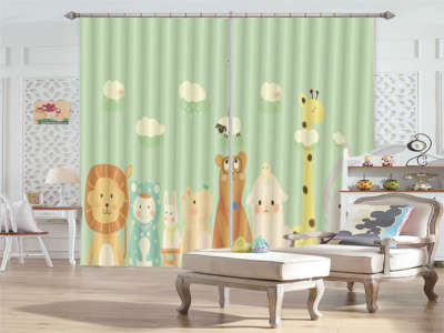 Giraffe Lion Rabbit 3D Curtains Blockout Photo Printing Curtains Drape Fabric