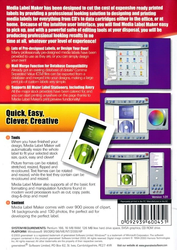 Media Label Maker CD DVD Video Etc - PC Labelling Software (New) - Image 2 of 2