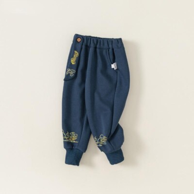 Toddler Boys Ankle Pants Chinese Style Elastic Waist Trouser Printed Pants Loose