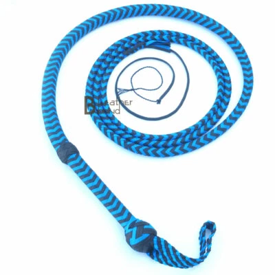 LB'S WHIP Indiana Jones Bull Whip 06 Foot 8 Plaits Blue Black Nylon Para-cord Bullwhip