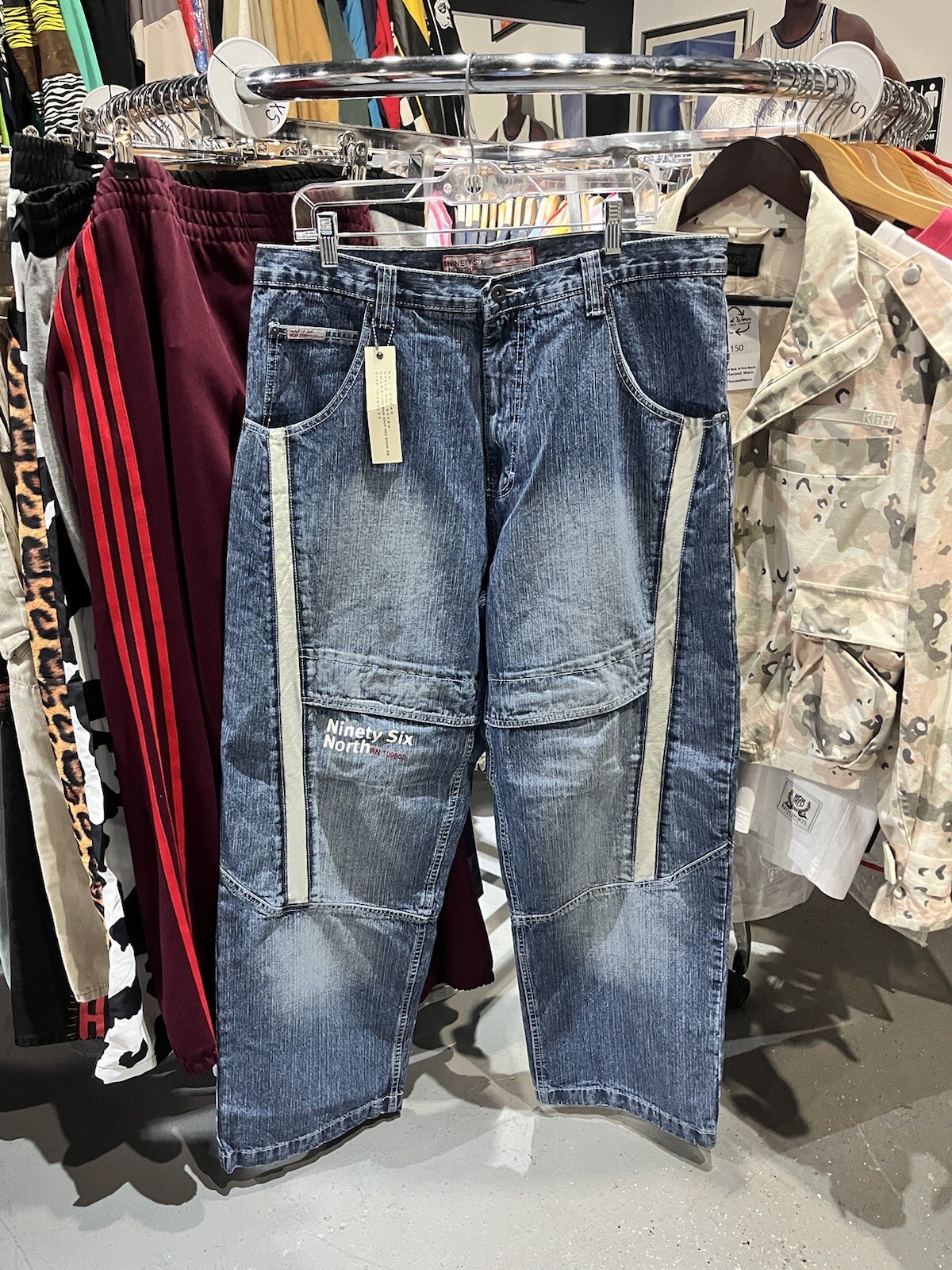 Vintage Y2K Six North Embroidered Pipping Wide Leg Baggy Jeans