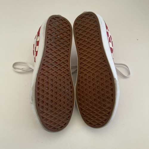 Vans Old Skool Chekered Skate Shoes Red White Size M 6.5/ W 8 Suede Canvas - Imagen 10 de 10