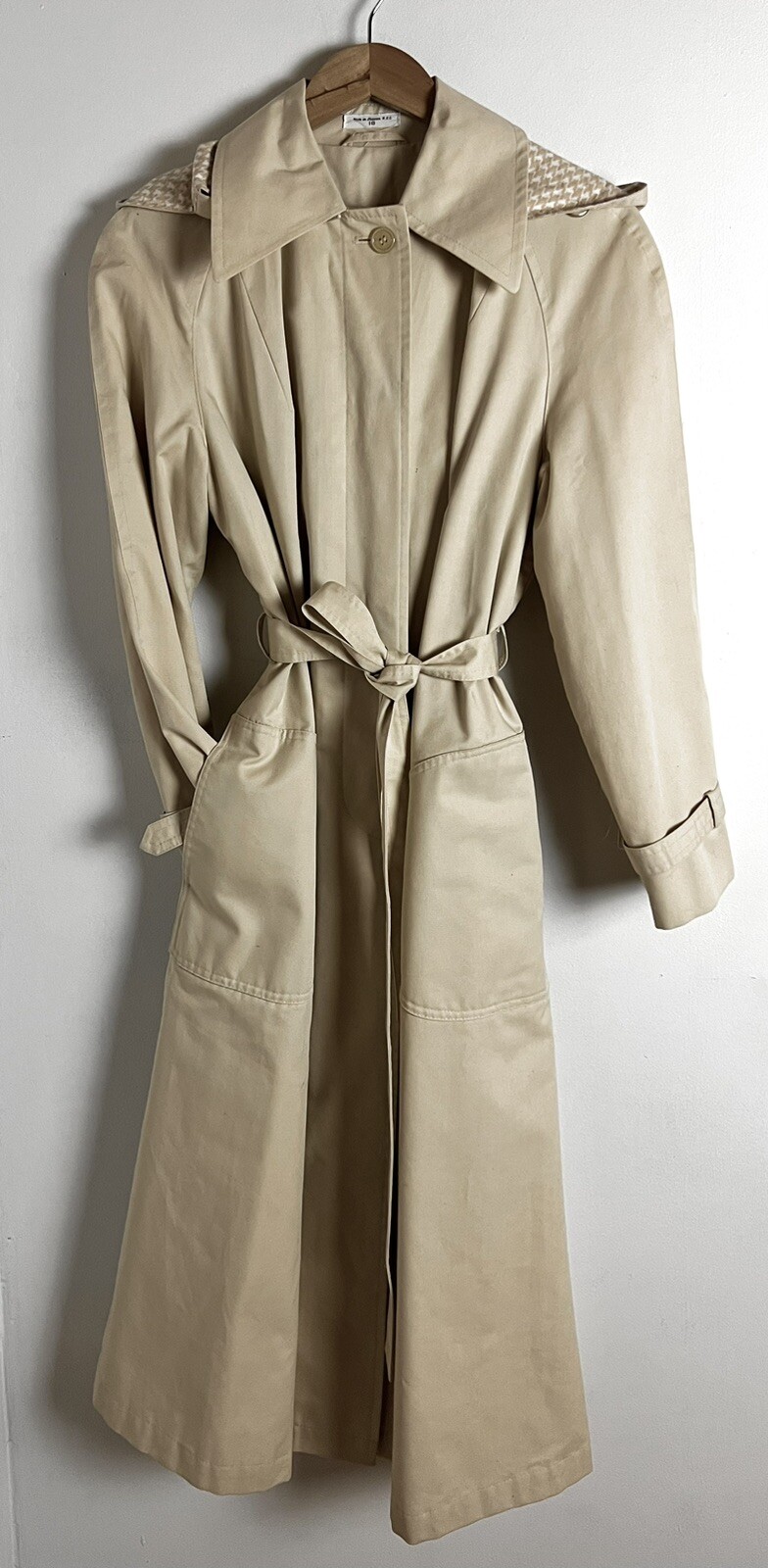 Marshall Fields Trench Coat Hooded Beige Kahaki Long … Gem