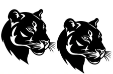 Puma Wild Cat Graphic Two 5" Black Vinyl Decals Car Truck Windows Laptop Tablet