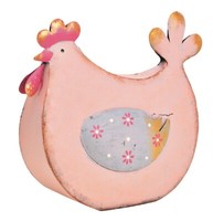 Dekofigur Huhn Aus Metall In Rosa Shabby Chic Oster-Deko H18Cm
