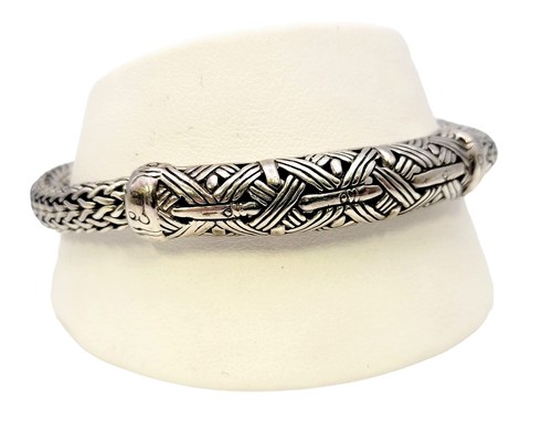John Hardy Bracelet 6 mm Classic Chain Braided Motif Clasp 925 Silver 7.25" Long - Picture 11 of 12
