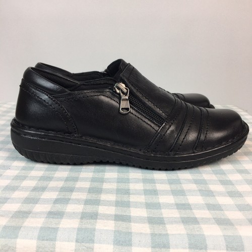 Black Loretta Zip Up Comfort Flat Shoes 