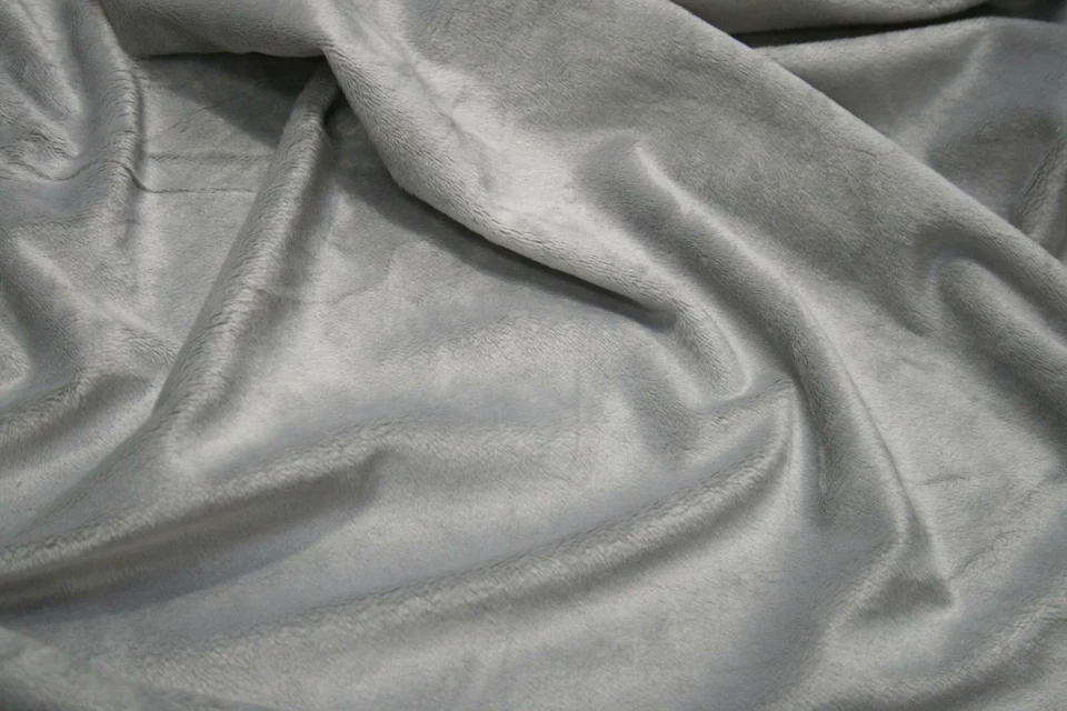 Soft Plush Cuddlesoft Velboa Fleece Fabric PALE GREY
