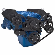 Black Big Block Ford Serpentine Pulley Kit 429 460 BBF AC A/C Air Conditioning