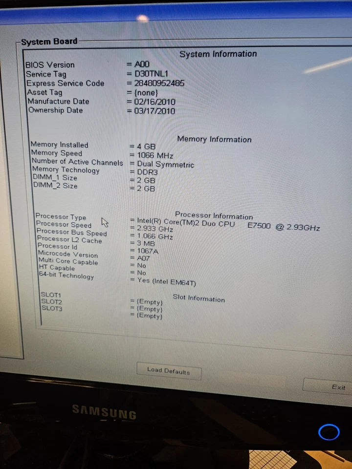 DELL 0F0TGN Optiplex 380 Motherboard w/ Intel Duo Core E7500 2.93GHz, 4GB Memory - Image 2 of 4