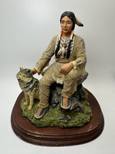 The Leonardo Collection Running Bear 1996 Indianer Indianer Wolf Holzsockel