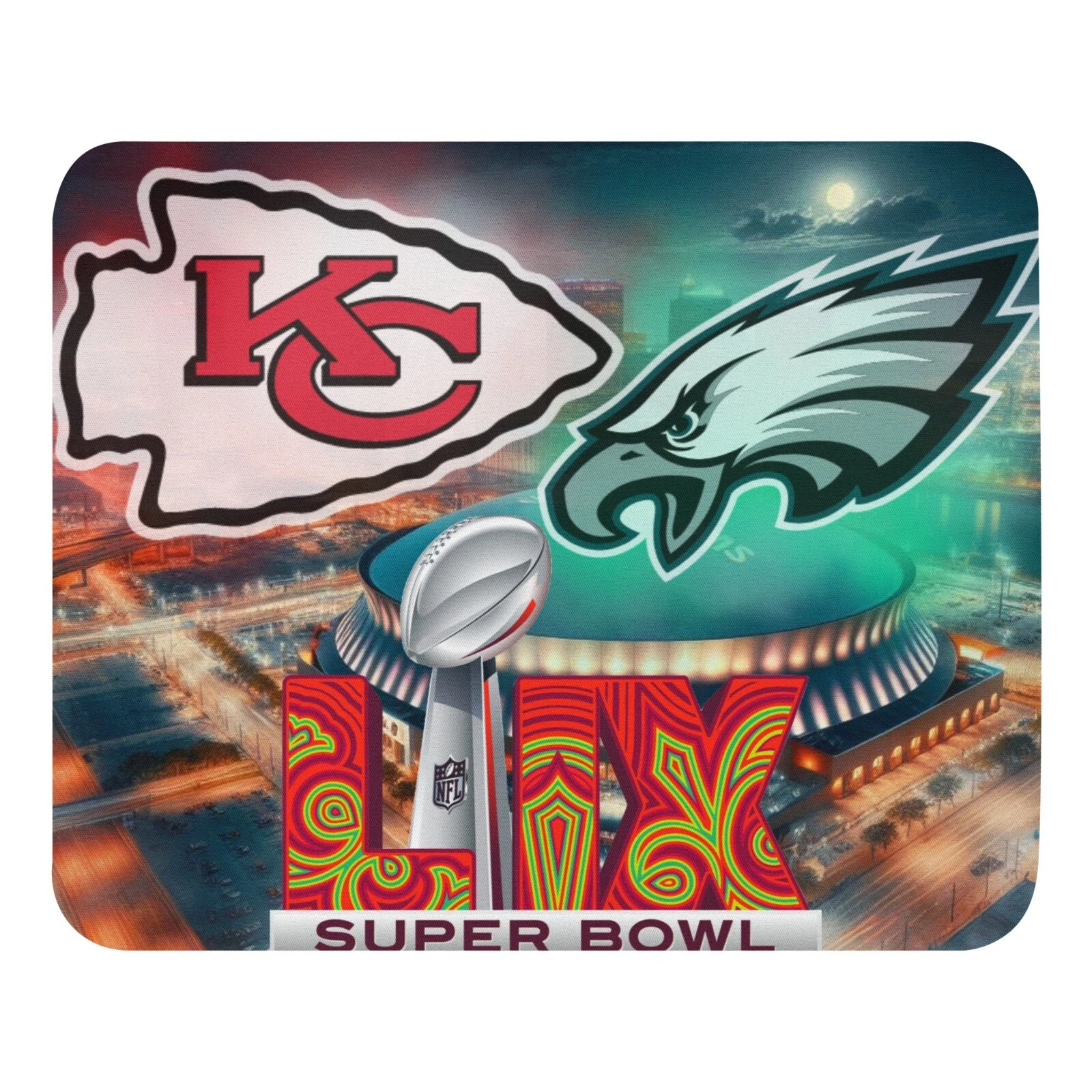 Super Bowl LIX Mouse Pad  Kansas City Chefs Philadelphia Eagles