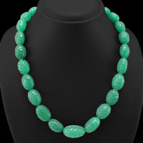 Finest Earth-Mined Green Emerald Beaded Necklace Strand - 695.15 Carats, Color Enhanced