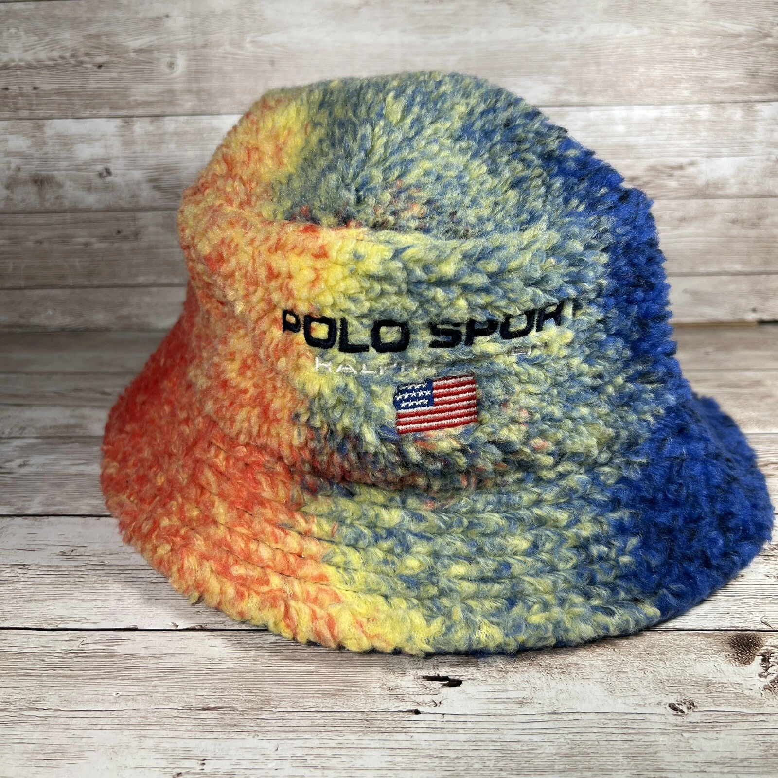 Polo Sport Ralph Lauren Red Rocks Fleece Bucket Hat Multi Color Size Small/Med