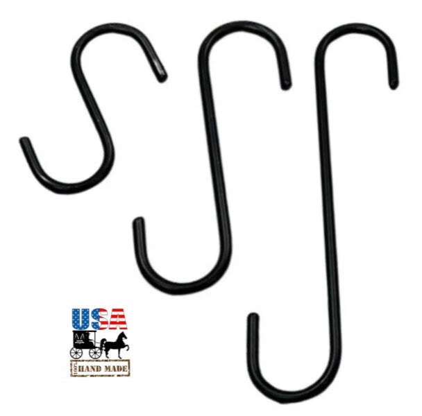 SAVING SHEPHERD WROUGHT IRON S HOOKS - Amish Hand Forged in 4 Sizes