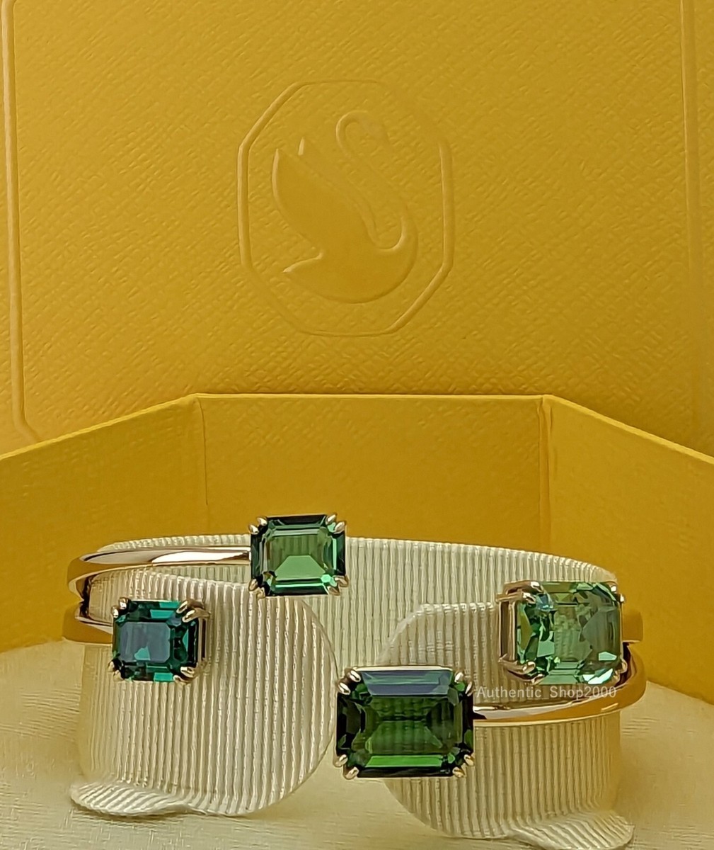 New 100% SWAROVSKI Brand Green Crystals Gold Millenia Bangle