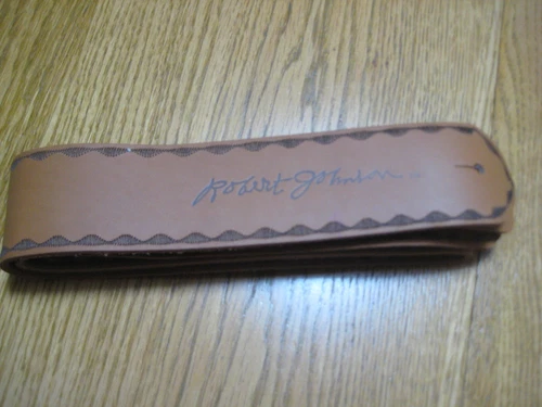 Vintage Robert Johnson Signature Professional LT. Brown Leather Guitar Strap NOS