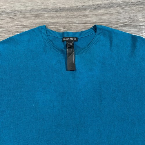 Eileen Fisher Top Womens Small Blue Stretch Lyocell Nylon Knit Long Sleeve - Picture 2 of 9