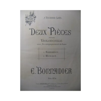Bonnadier E. 2 Teile Für Cello Klavier