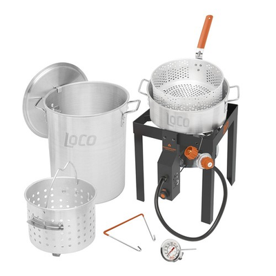 #ad Loco 30 Qt Propane Boil Fry Steam Kit w Stand Aluminum Outdoor Cooker LCBFSKSS™ $179.63