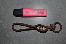 Grande agrafe ancienne en métal, mousqueton, avec anneau anti-vrille (17cm)