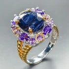 Handmade 7 ct+ Blue Sapphire Ring 925 Sterling Silver Size 7.5 /R461973