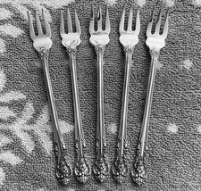 Vintage GORHAM SILVER King Edward Sterling Cocktail/Seafood Forks, Set of 5