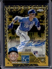 2023 Topps Gilded Drew Waters Chrome Gold Etch Auto RC Blue Refractor #/50