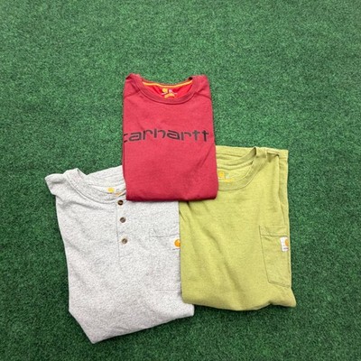 Carhartt Mens Long Sleeve T-Shirt and Two Short Sleeve Tees Bundle Size Large