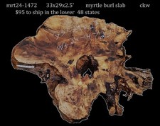 Myrtle Burl Slab DIY Table Craft Wood River Table Mrt24-1472