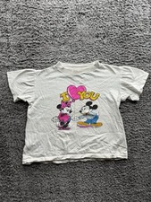 Vtg 70s Disney Mickey Minnie Mouse T Shirt Yellow Ringer FL Thin Single Stitch