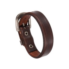 Plain Buckle Bangle Leather Bracelets Leather Snap Bracelets, Dark Brown