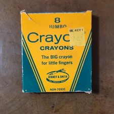 Vintage No. 80 Crayola Crayons 8 Jumbo Crayons in a Box Prop Decor