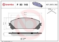 Brembo Bremsbelagsatz, Scheibenbremse P 83 145 FüR Lexus Toyota