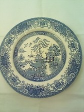Dinner Plate old Willow Blue & White - English Ironstone Tableware 25cm diameter
