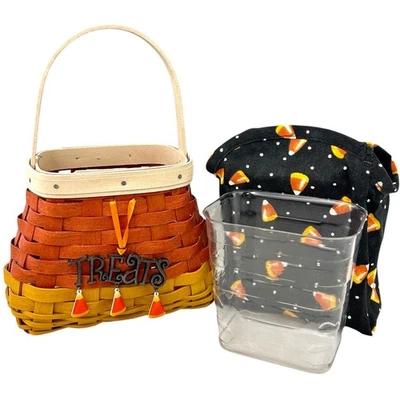 Longaberger Candy Corn Basket Halloween with Liner Treats Tie-on Protector 2010 - Image 1 of 4