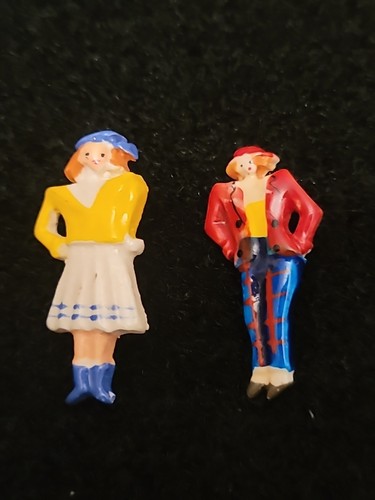 Vintage Brooch Plastic Pin Nautical Lady With Sailor Cap & Fancy Lady kitsch