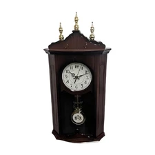 26"H Dark Brown Traditional Angular Pendulum Wall Clock