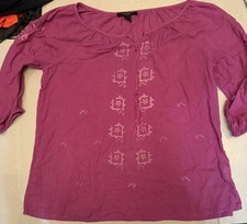 Nine West Magenta Boho Tunic Blouse Size Medium 