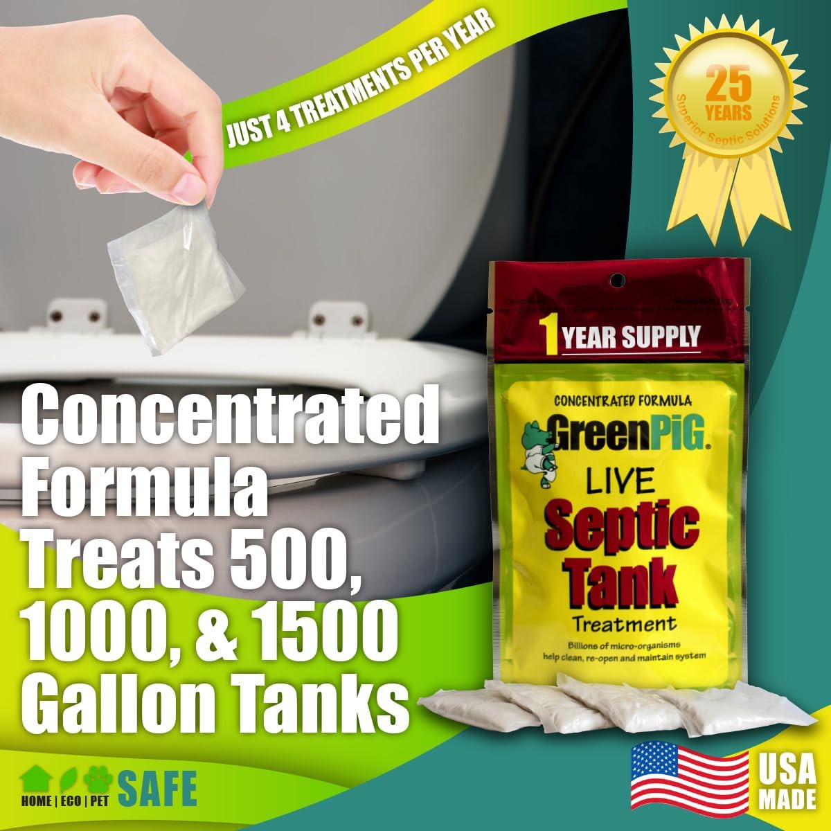 Septic Tank Treatment Packets, Septic Safe Clog Remover, Prevents Expensive Sept