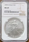 2004 1 Oz .999 Fine Silver American Eagle NGC MS-69 NO RESERVE!!