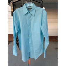 Ralph Lauren Men Classic Fit Non Iron Dress Shirt Aqua Gingham 15 1/2 34 35