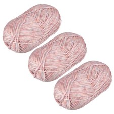 300g Cotton Sparkle Yarn, 3 Skeins Soft Crochet Yarns Pink