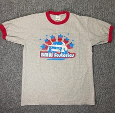 Vintage BMW Festorics Graphic Ringer T-Shirt Gray Heather Size L