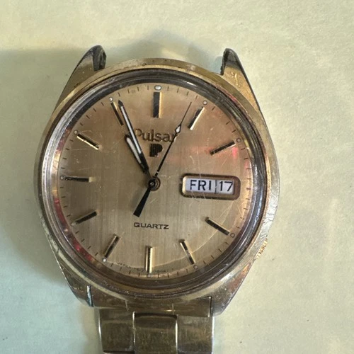 Pulsar Seiko Vintage Men’s Watch Gold Tone Quartz 1985 Y513-8039 Original Band
