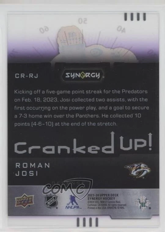 2023-24 Upper Deck Synergy Cranked Up Purple /199 Roman Josi #CR-RJ - Image 2 of 2