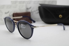 NEW PERSOL P 3166-S 1144/B1 CALLIGRAPHER BLUE SILVER AUTHENTIC SUNGLASSES 51-22